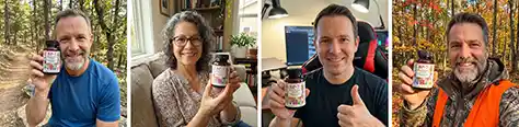 Photos of customers holding their BP-7 bottles